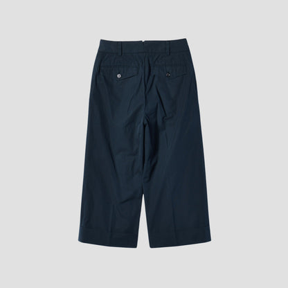 WASHED YARN DYE COTTON POPLIN TROUSERS