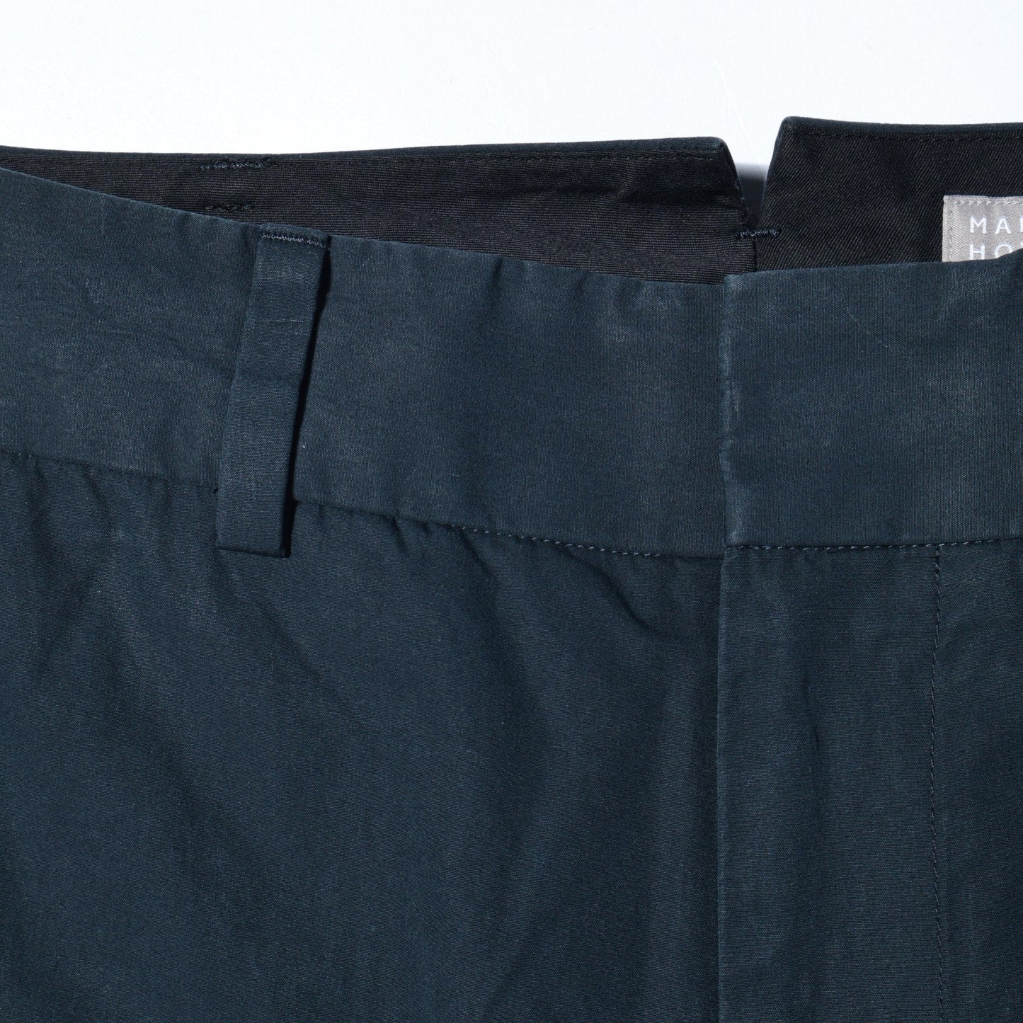 WASHED YARN DYE COTTON POPLIN TROUSERS