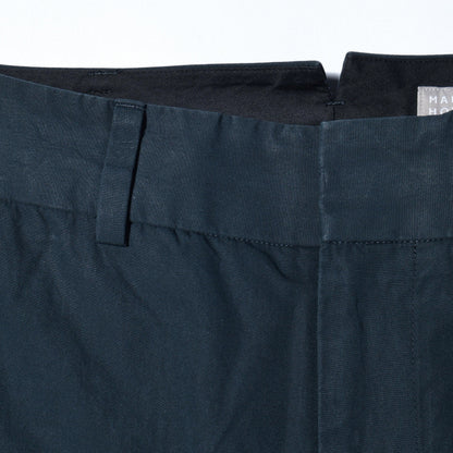 WASHED YARN DYE COTTON POPLIN TROUSERS