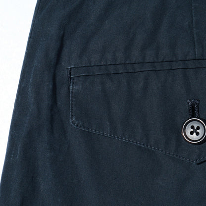 WASHED YARN DYE COTTON POPLIN TROUSERS