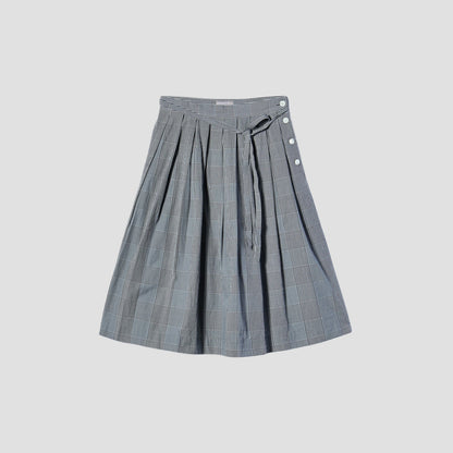GINGHAM OVERCHECK COTTON SKIRT