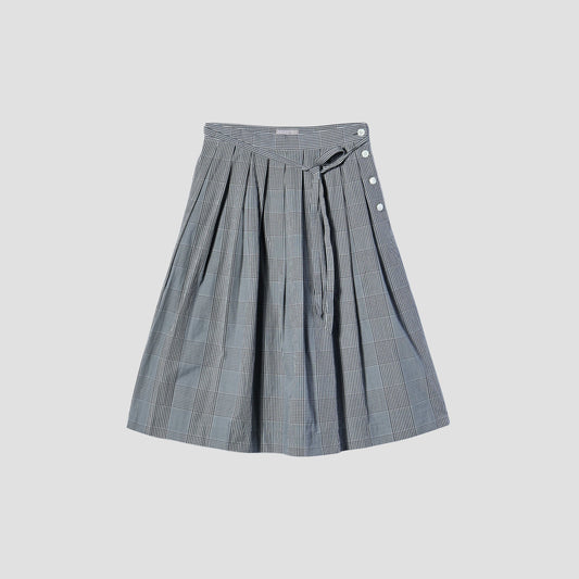 GINGHAM OVERCHECK COTTON SKIRT