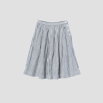 BLACK & WHITE SHIRTING LINEN SKIRT