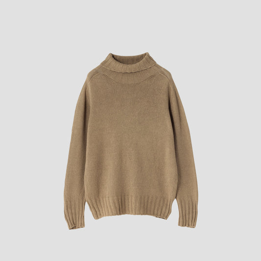 LINEN COTTON WIDE ROLL NECK KNIT