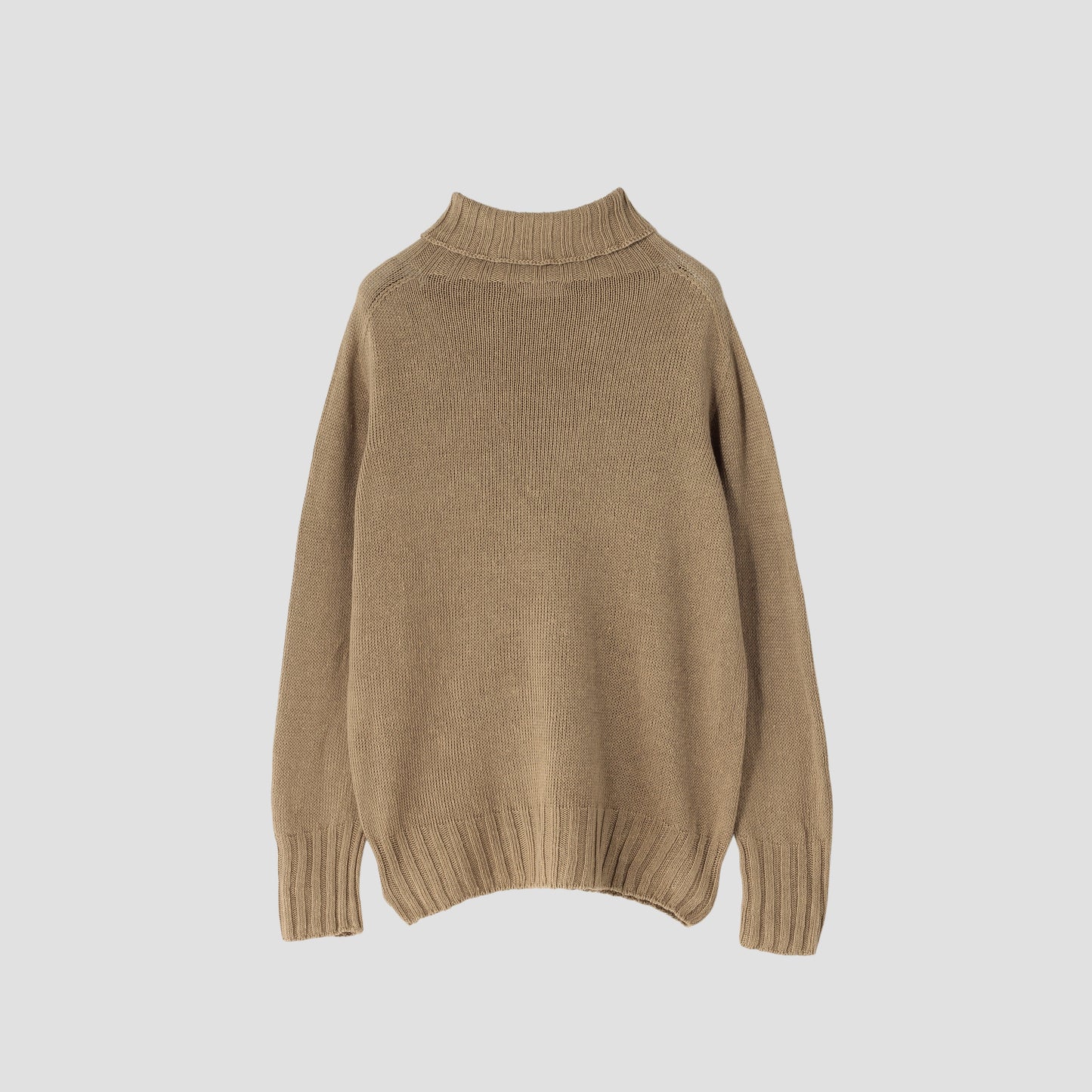 LINEN COTTON WIDE ROLL NECK KNIT