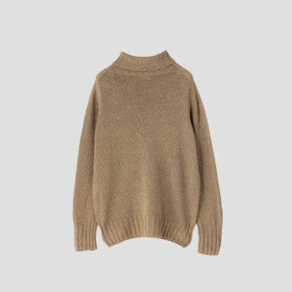 LINEN COTTON WIDE ROLL NECK KNIT