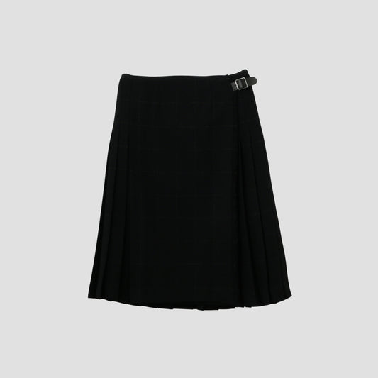 BLACK WINDOWPANE CHECK SKIRT