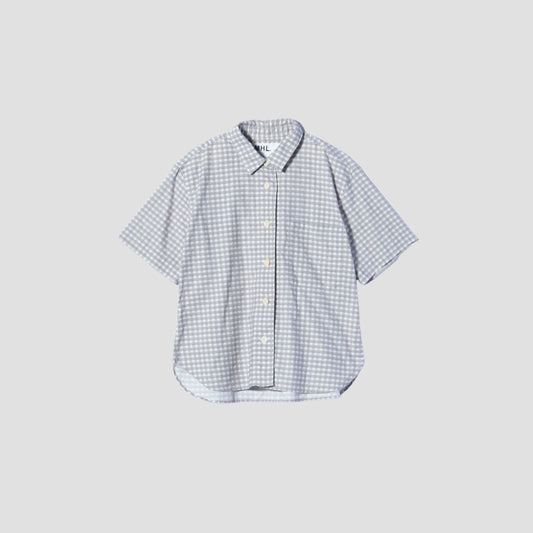PRINTED COTTON LINEN CHECK SHIRT