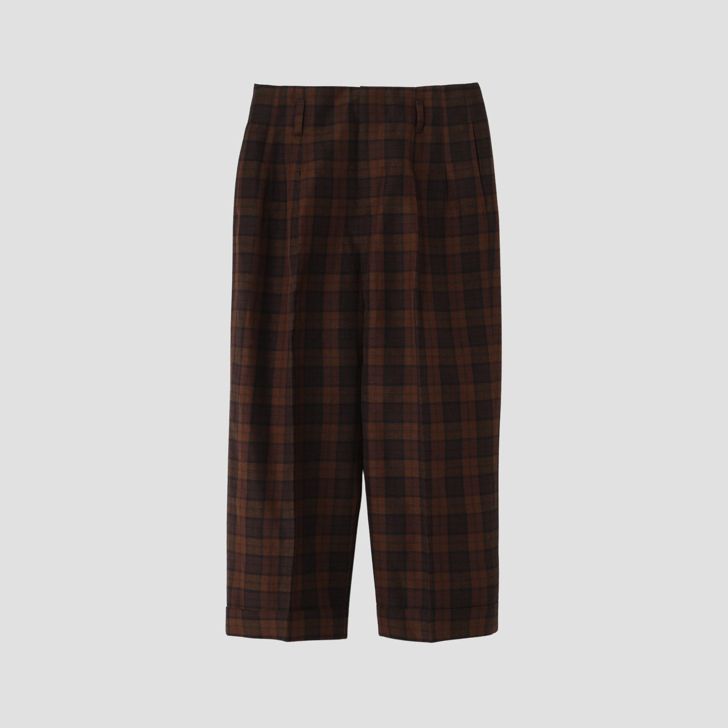 CHECK WOOL LINEN BLEND TROUSERS