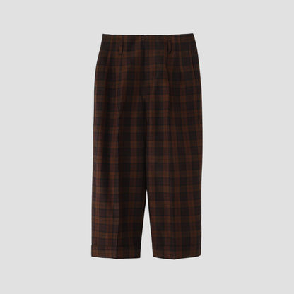 CHECK WOOL LINEN BLEND TROUSERS