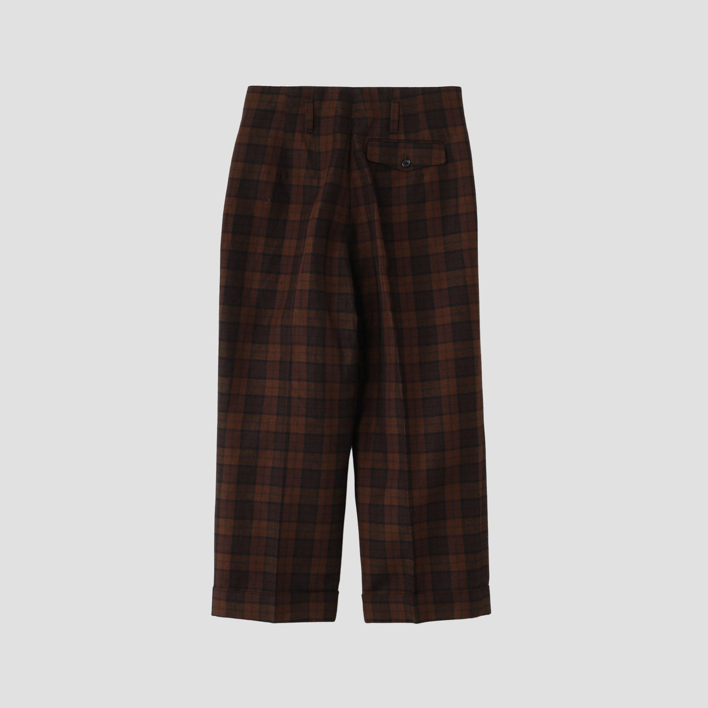CHECK WOOL LINEN BLEND TROUSERS