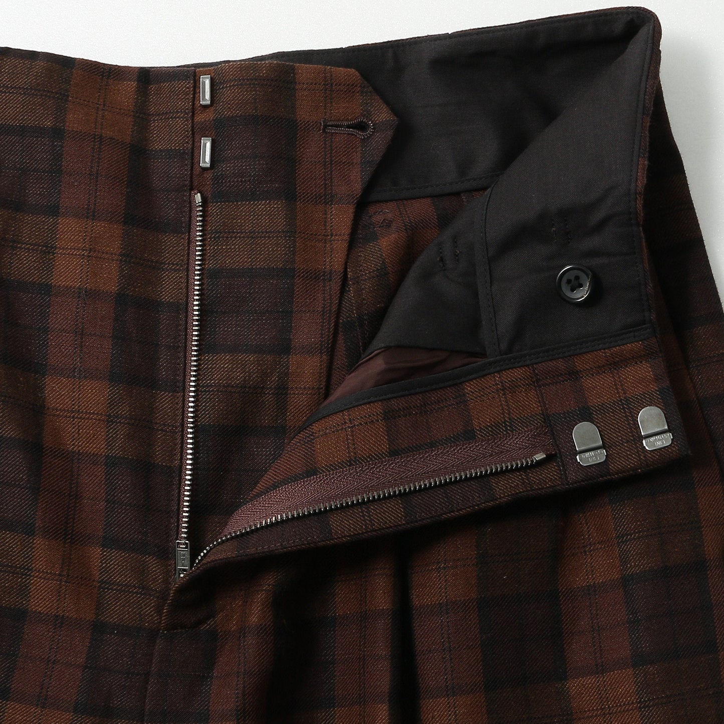 CHECK WOOL LINEN BLEND TROUSERS
