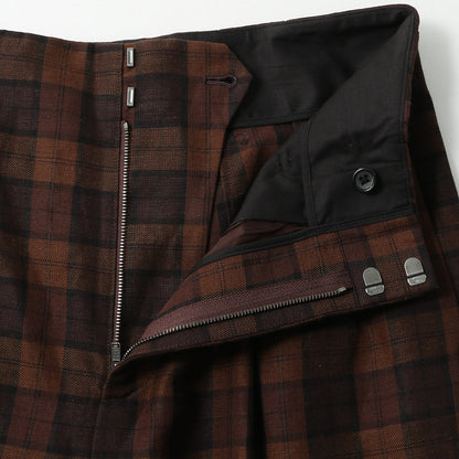 CHECK WOOL LINEN BLEND TROUSERS