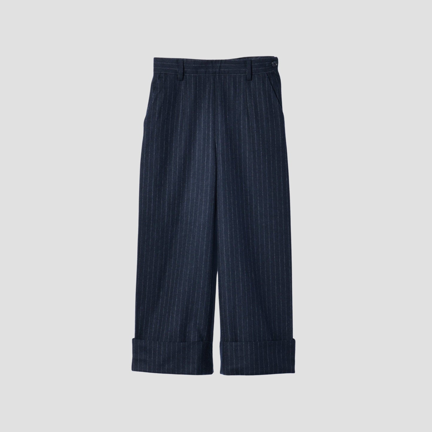 WORSTED WOOL PINSTRIPE TROUSERS