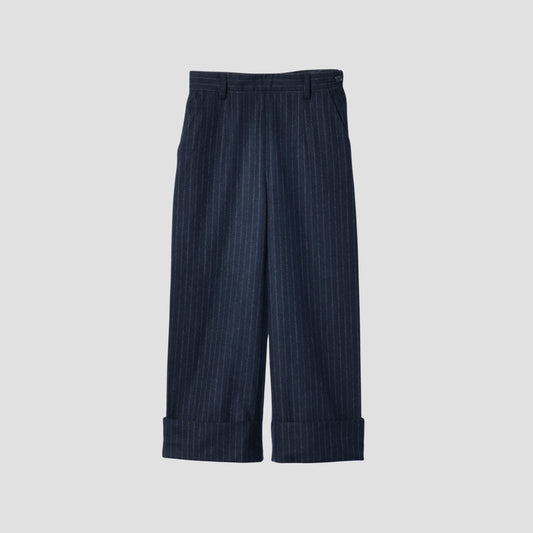 WORSTED WOOL PINSTRIPE TROUSERS