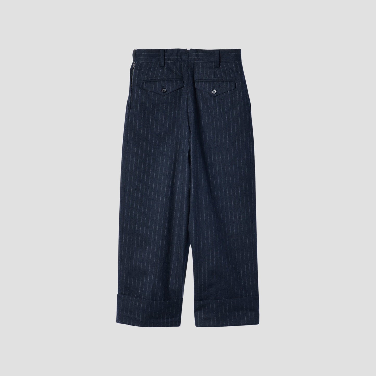 WORSTED WOOL PINSTRIPE TROUSERS