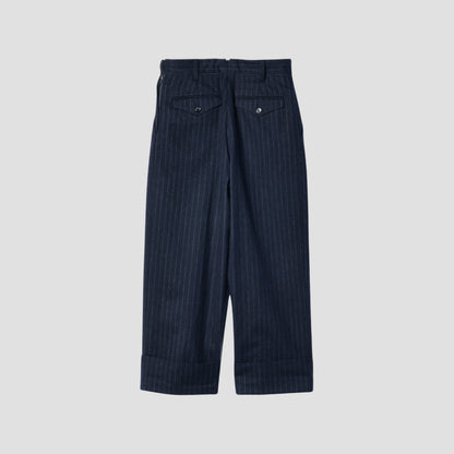 WORSTED WOOL PINSTRIPE TROUSERS