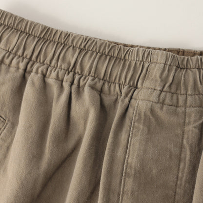 LINEN COTTON TWILL TROUSERS