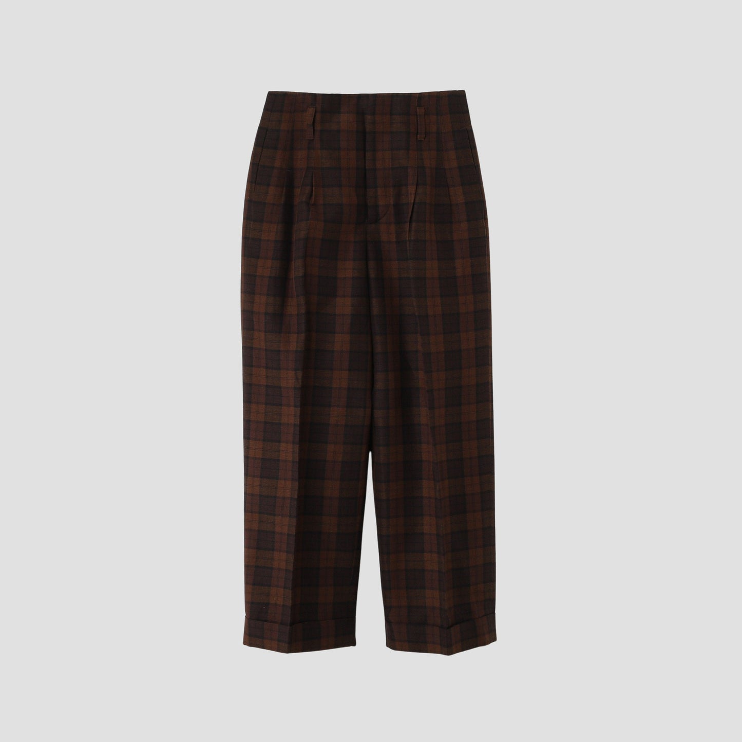 CHECK WOOL LINEN BLEND TROUSERS