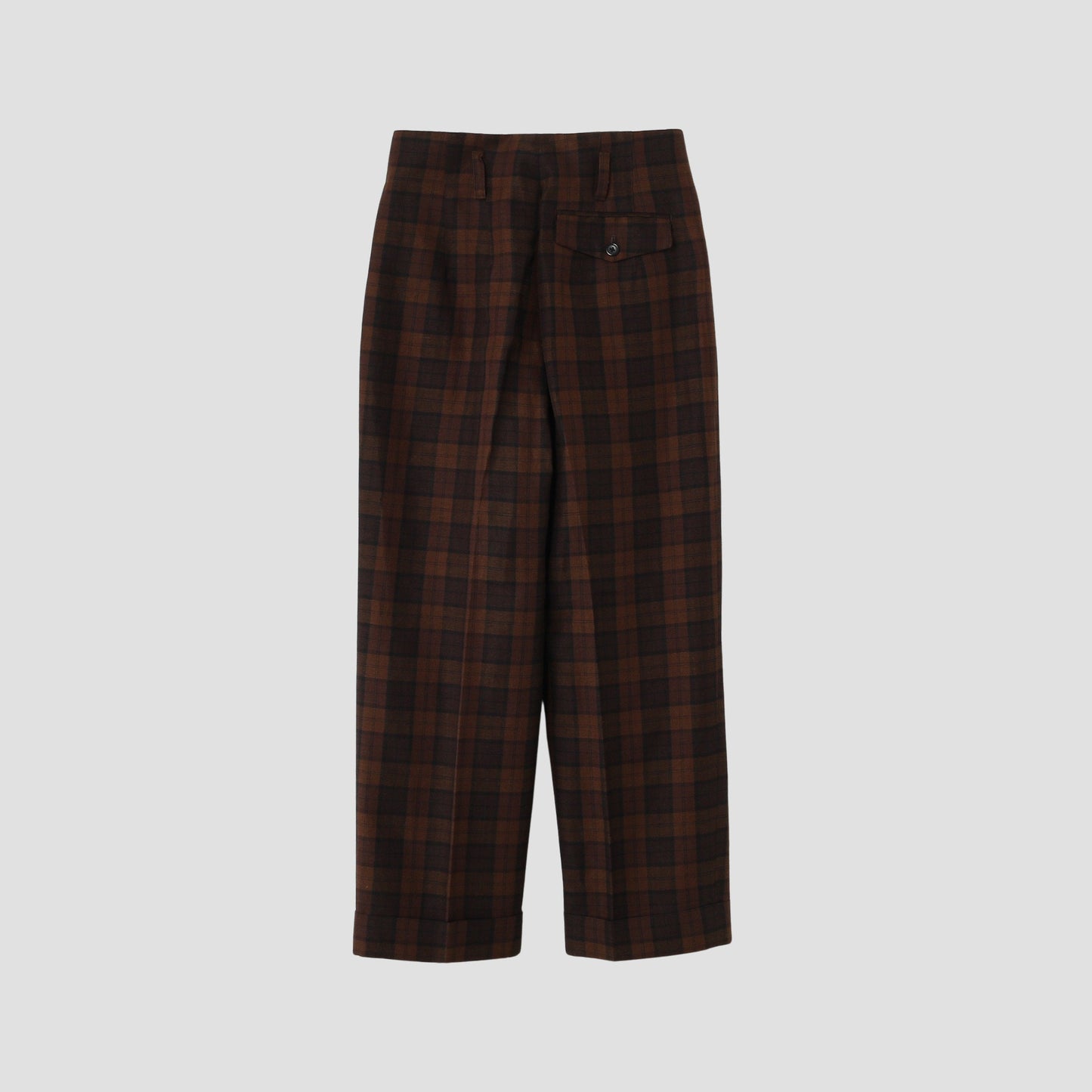 CHECK WOOL LINEN BLEND TROUSERS