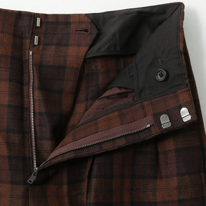 CHECK WOOL LINEN BLEND TROUSERS