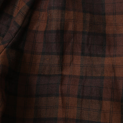 CHECK WOOL LINEN BLEND TROUSERS