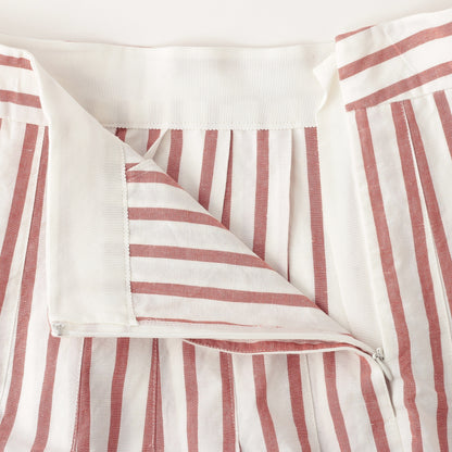 BOLD STRIPE COTTON LINEN SKIRT