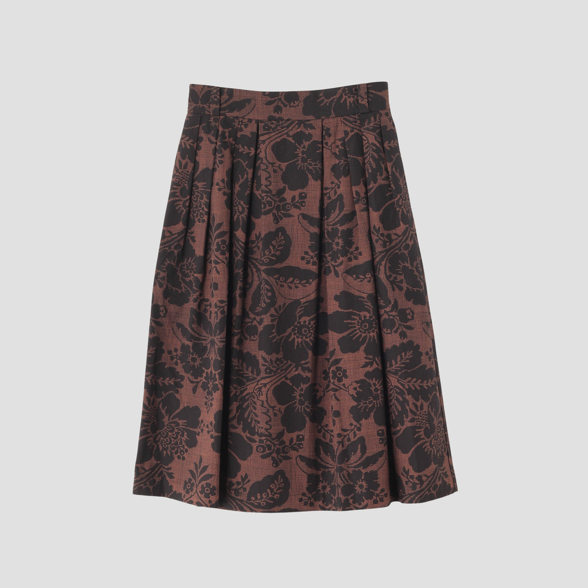 DAMASK COTTON LINEN TWILL SKIRT