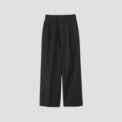 WIDE STRIPE FINE WOOL TROUSERS