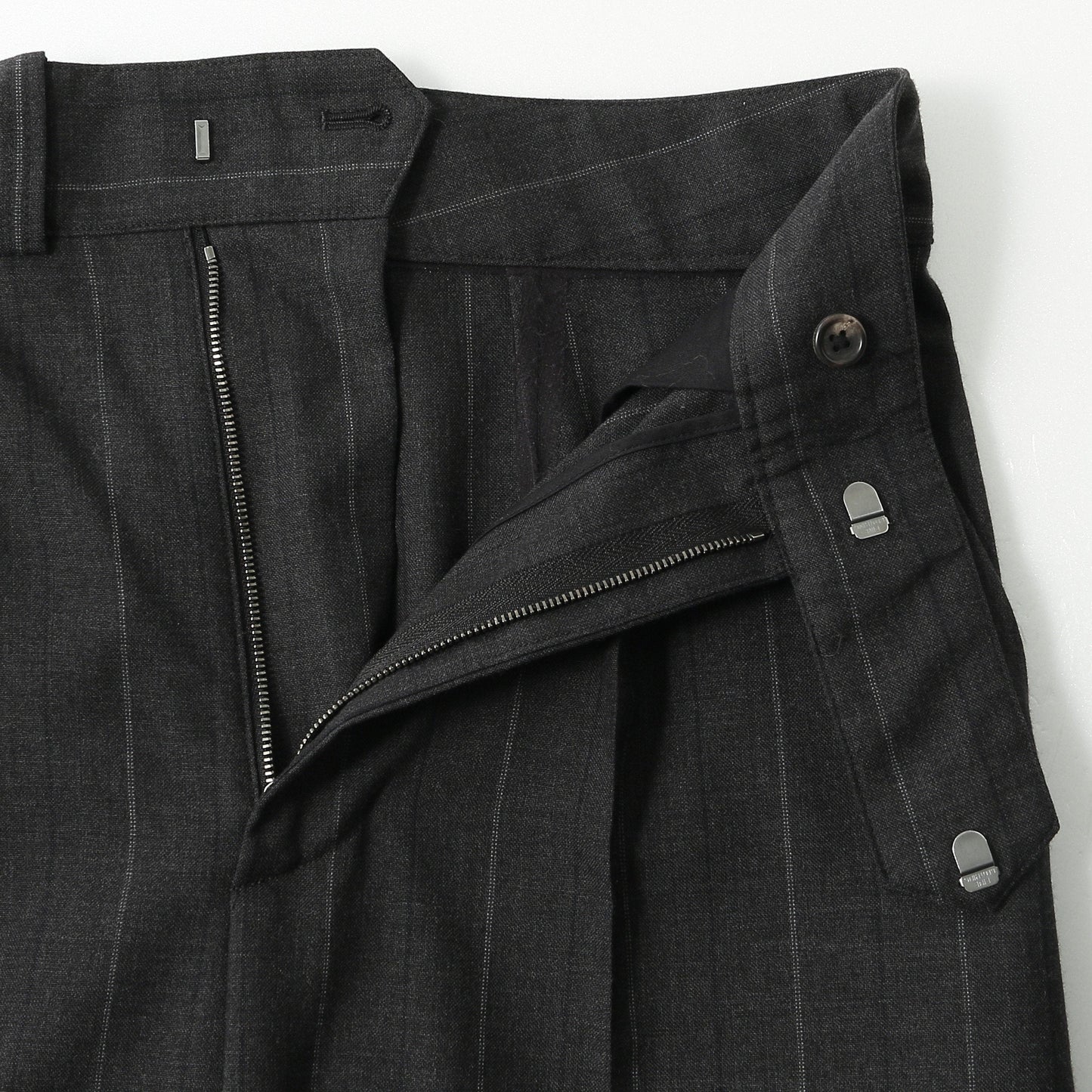WIDE STRIPE FINE WOOL TROUSERS