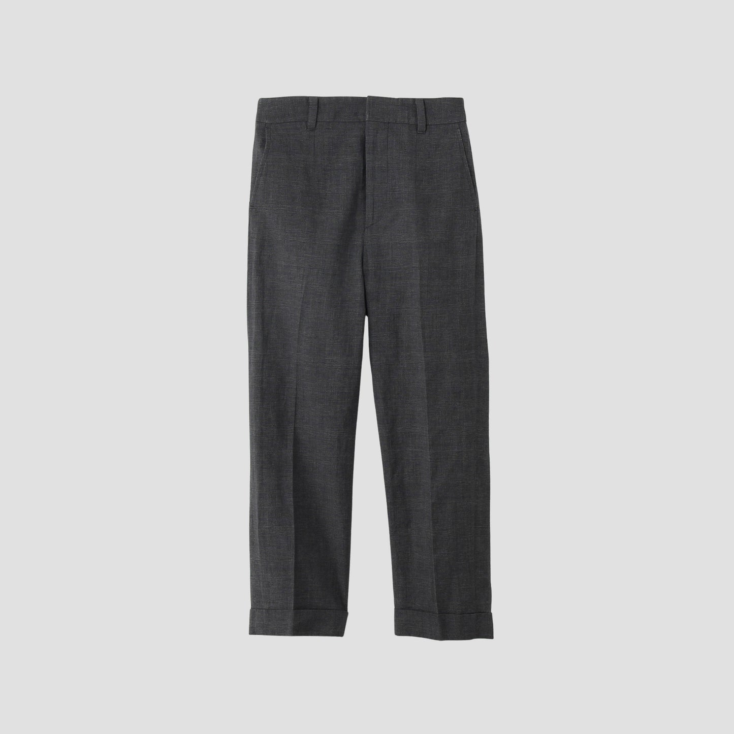 PRINCE OF WALES CHECK WOOL LINEN TROUSERS