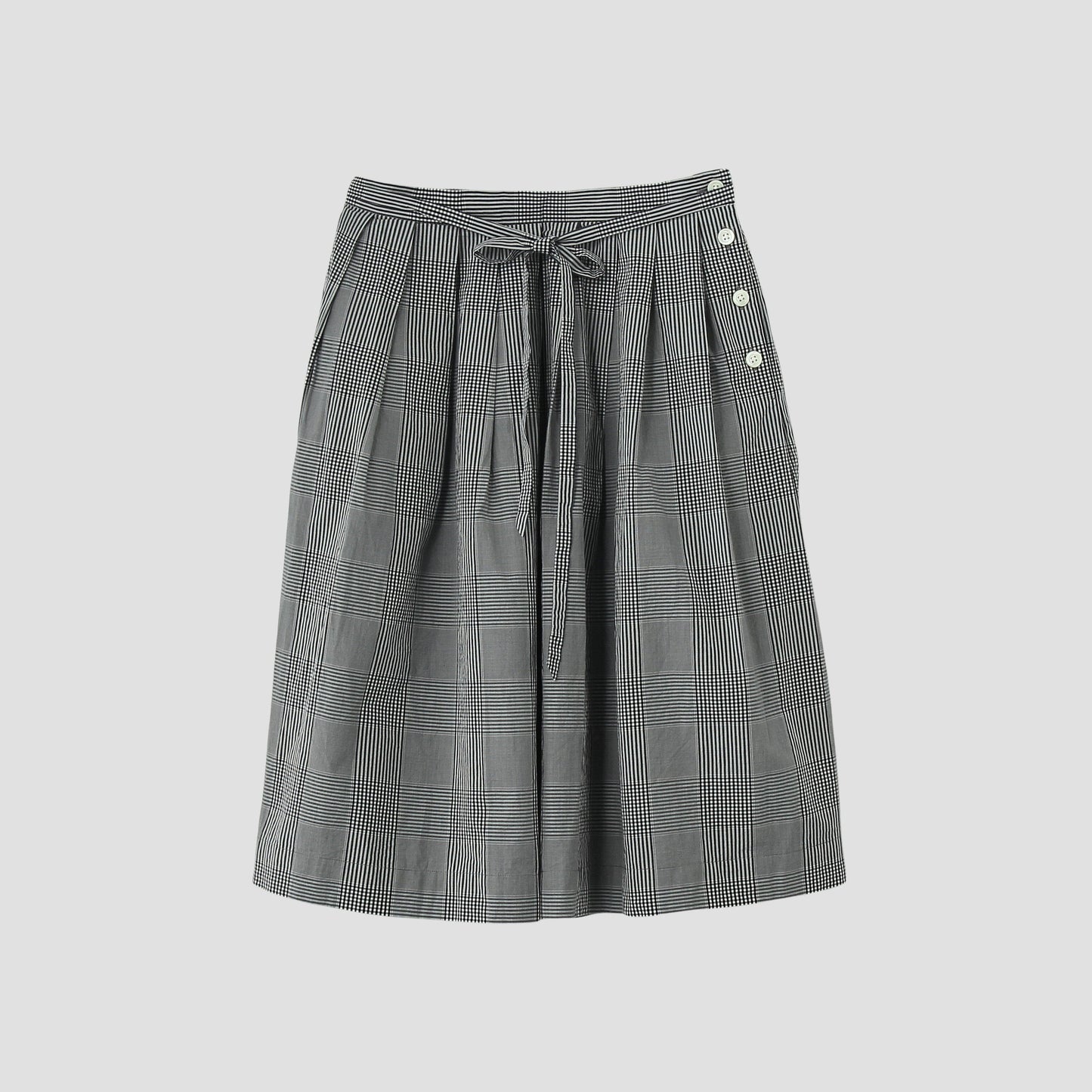 GINGHAM OVERCHECK COTTON SKIRT