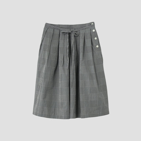 GINGHAM OVERCHECK COTTON SKIRT
