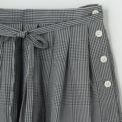 GINGHAM OVERCHECK COTTON SKIRT
