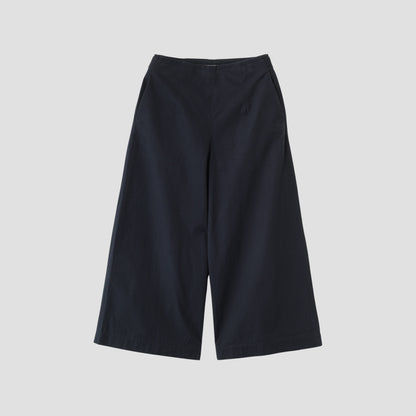 WASHED YARN DYE COTTON POPLIN TROUSERS