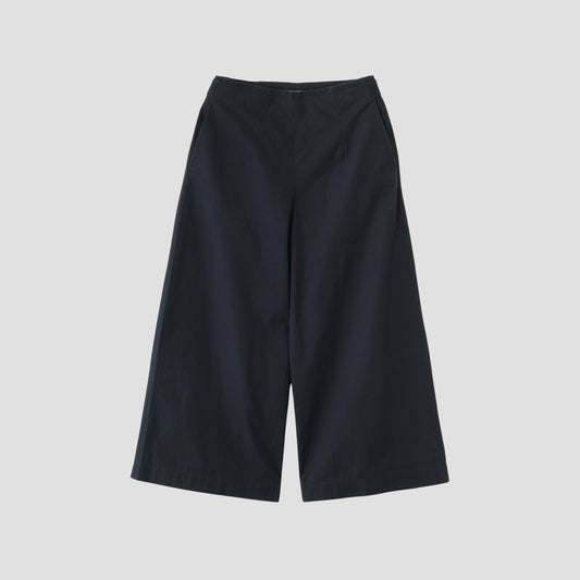 WASHED YARN DYE COTTON POPLIN TROUSERS
