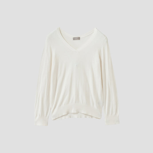 COTTON V NECK JUMPER KNIT