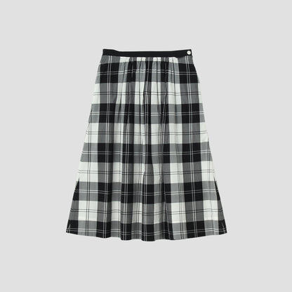 MONO CHECK SILK COTTON SKIRT