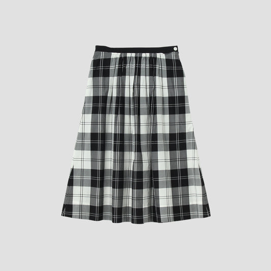 MONO CHECK SILK COTTON SKIRT