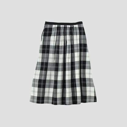 MONO CHECK SILK COTTON SKIRT