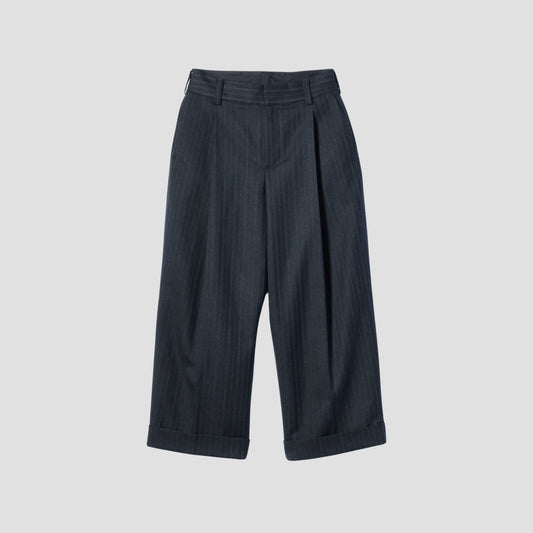 MORNING STRIPE WOOL TWILL TROUSERS