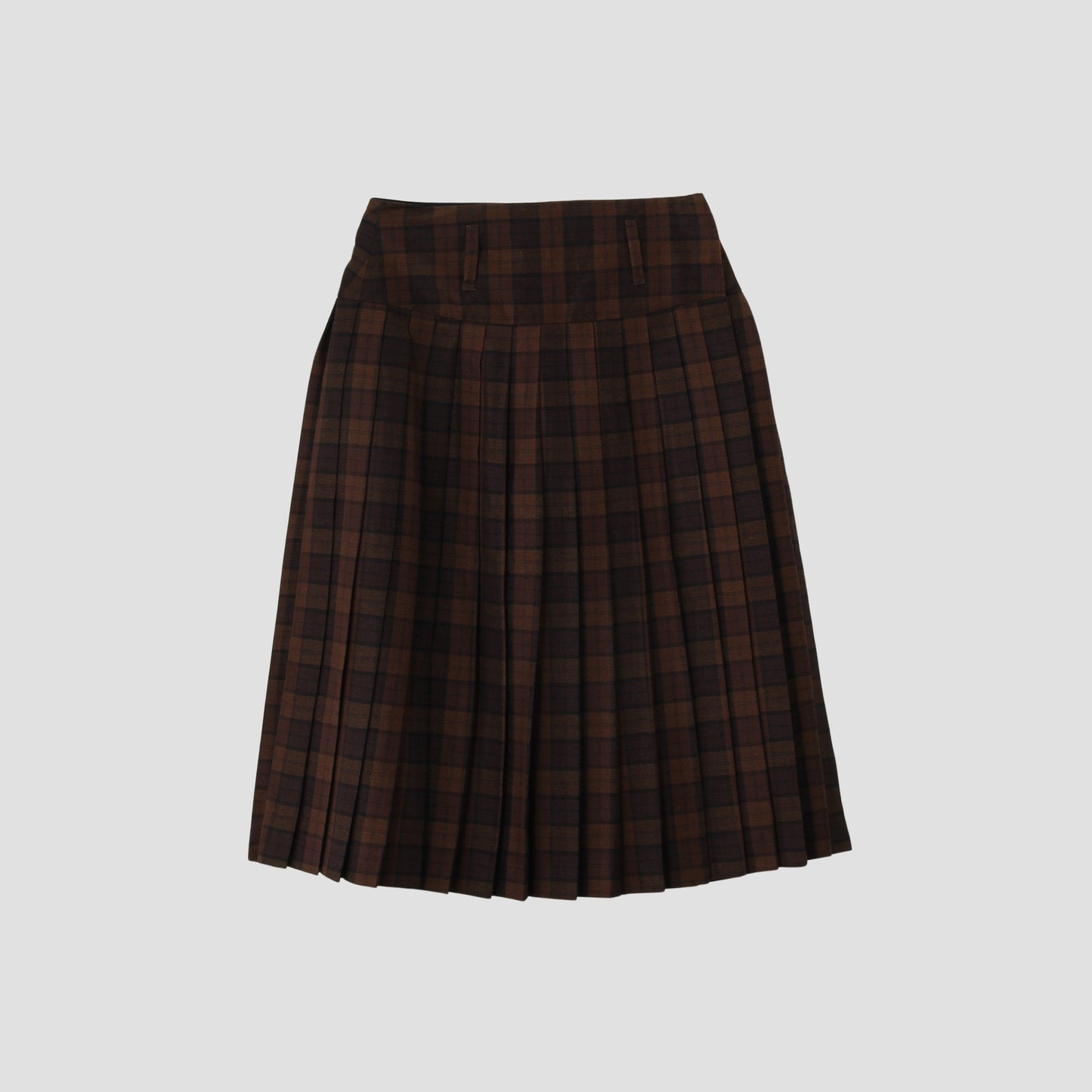 CHECK WOOL LINEN BLEND SKIRT