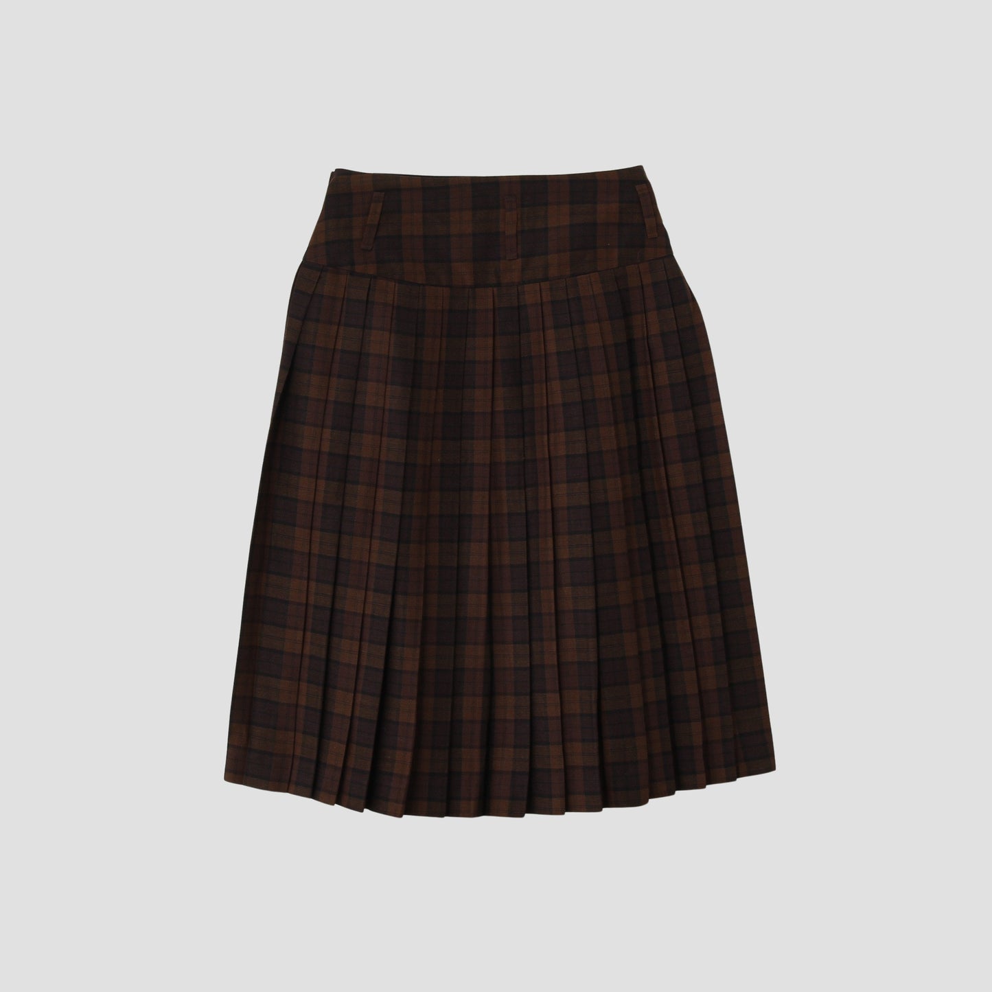 CHECK WOOL LINEN BLEND SKIRT