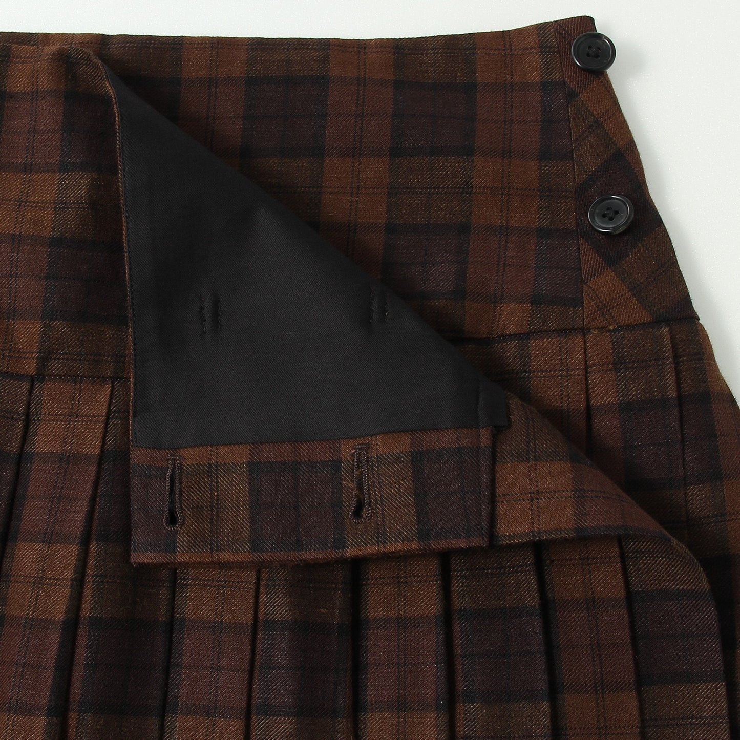 CHECK WOOL LINEN BLEND SKIRT