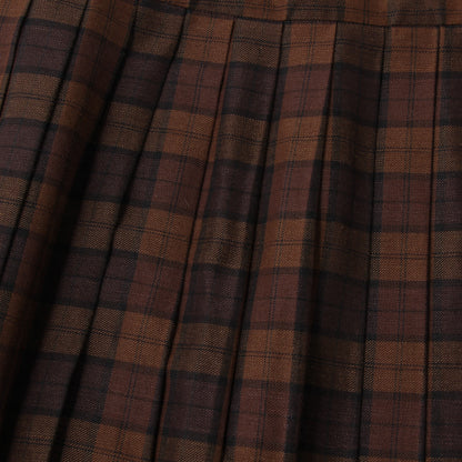 CHECK WOOL LINEN BLEND SKIRT