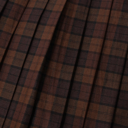 CHECK WOOL LINEN BLEND SKIRT