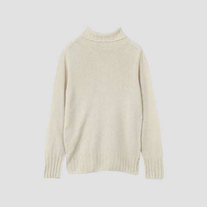 LINEN COTTON WIDE ROLL NECK KNIT