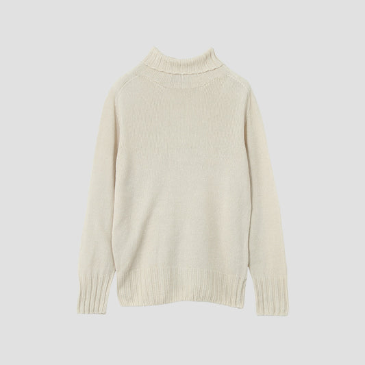 LINEN COTTON WIDE ROLL NECK KNIT