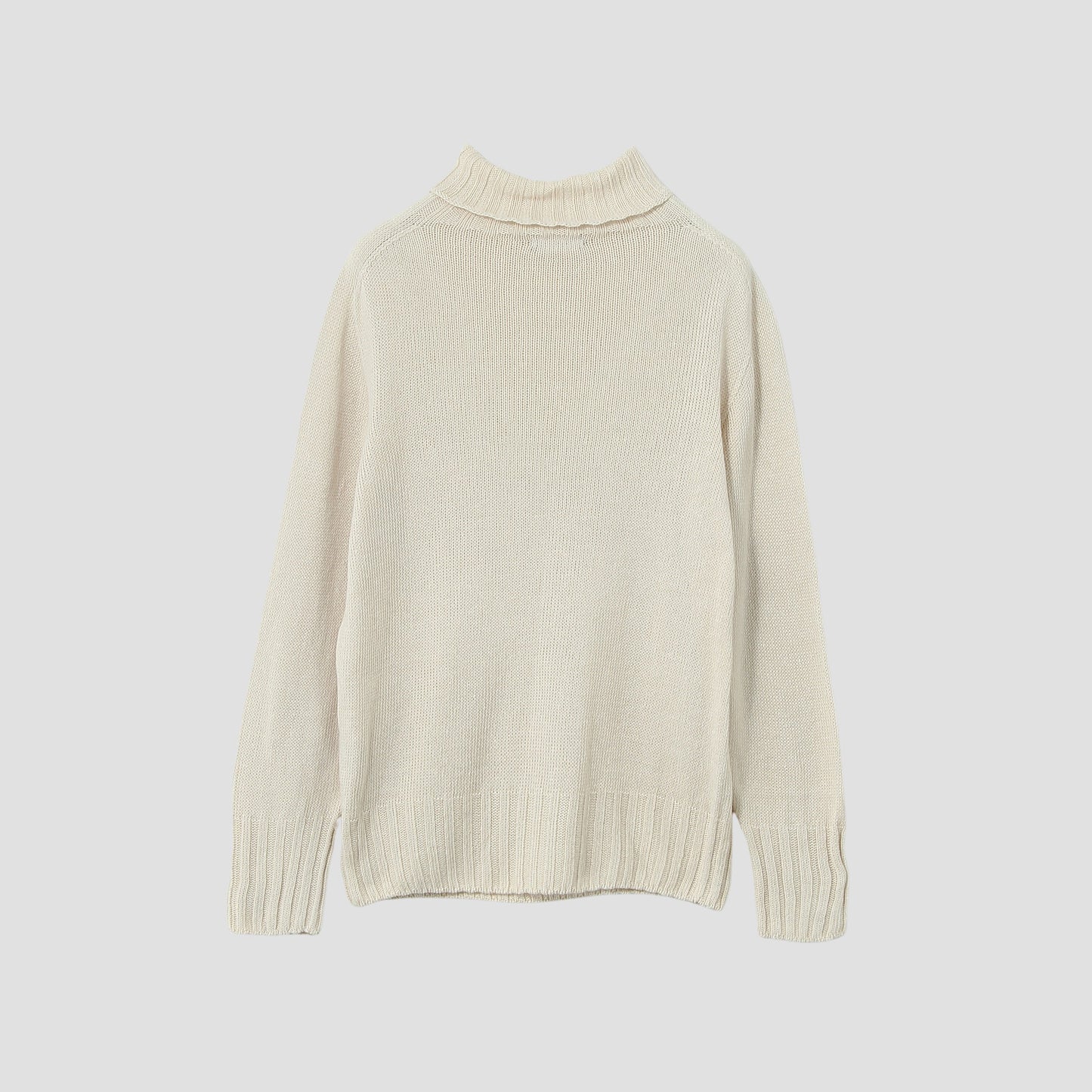 LINEN COTTON WIDE ROLL NECK KNIT