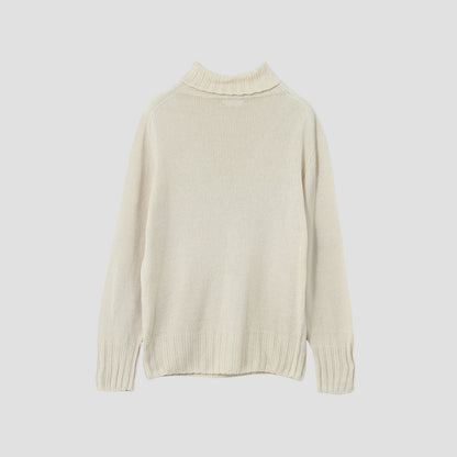 LINEN COTTON WIDE ROLL NECK KNIT